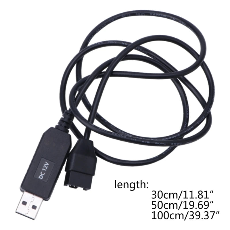 Full Speed 12V/5V Voltage Step-Up USB to 4Pin PC Fan Sleeved Power Adapter Cable Usb A Male/Small 4pin 30/50/100CM