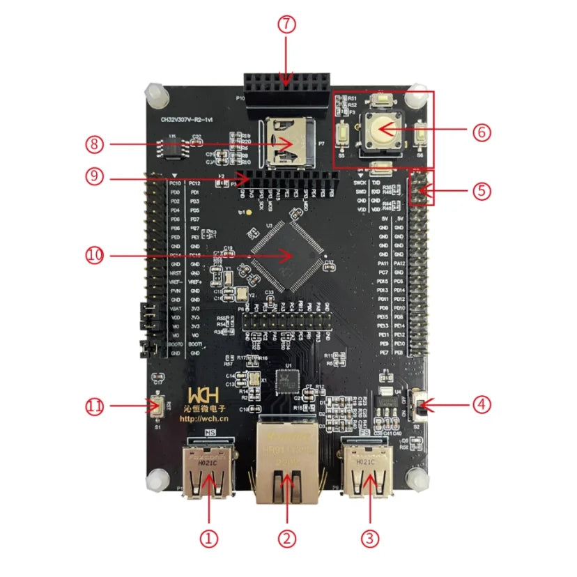 CH32V307 Development Board, Onboard WCH-LinK Debugger/SD Card Holder, CH32V307V-EVT-R0/R1/R2 Evaluation Board New and Original
