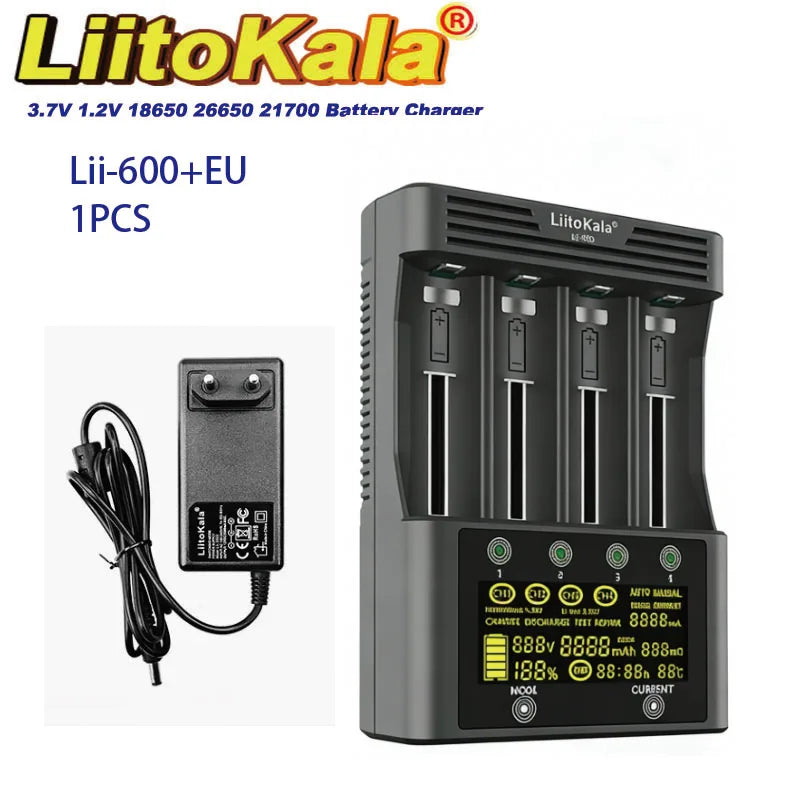 LiitoKala Lii-600 Lii-PD4 Lii-PD2 Lii-500 Lii-S8 LCD Battery Charger  For 21700 18650 18350 26650 22650 14500 NiMH