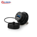 CNLINKO Waterproof USB 2.0/3.0 Connector – Industrial Electrical Receptacle, Data Transfer Female Socket for Harsh Environment