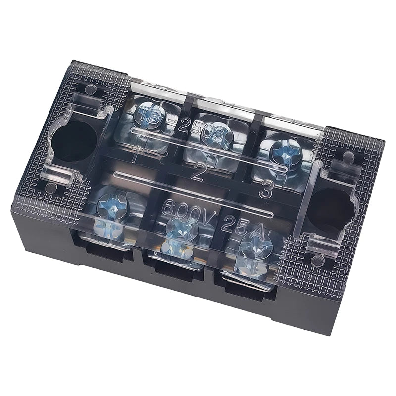 1PCS Dual Row Grounding Strip Wire Connector TB2503 Thick Copper Screw Terminal Block Flame Retardant Durable 600V 25A