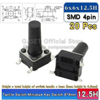 20pcs SMD Tactile Switch 6*6*4.3mm 6x6x5/6/7/8/9/10/11/12/13/14mm 6X6 4-Pin SMT Induction Oven Touch Tactile Button Micro Switch