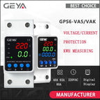 GEYA Din Rail Adjustable Over Voltage Under Voltage Protection Device 40A 63A 80A 220VAC Digital Display Voltage Protector