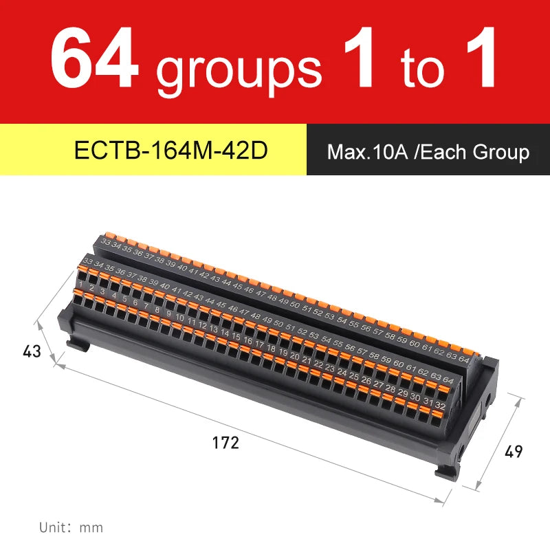 ENMG Spring terminals Save Wiring Split Terminal Block ECTB 10A Power Splitter PLC Terminal Block One to One One One to One10~64