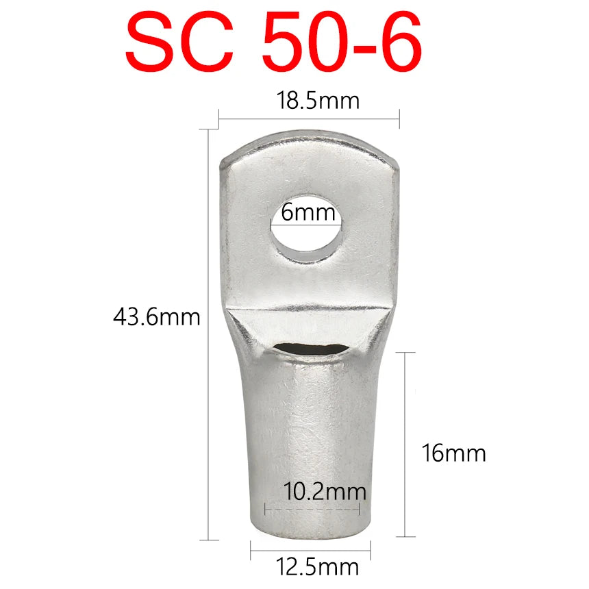 SC 1.5-120mm2 SC1.5/2.5/4/6/10/16/25/35/50/70/95/120 Copper Battery Bolt Screw Hole Ring Connector Wire Cable Lug Crimp Terminal