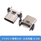 Cltgxdd 2pcs Usb Type C Female Socket 16pin 16p Vertical 180 Degree H=9.3/10/10.5/12.4/13.1/13.7/15/17.5mm Type-c Usb Connector