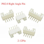 50PC PH2.0 Right-Angle Male Connector White 90Degree Foot Needle Holder 2.0MM Header Curved Needle 2/3/4/5/6-12Pin AW Curved Pin