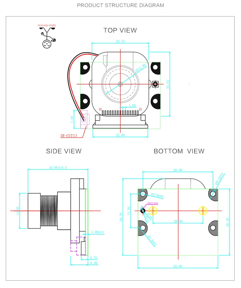 Raspberry Pi 4 Camera 5MP 1080P Night Vision Fisheye IR-CUT Camera Infrared Light OV5647 Webcam for Raspberry Pi 4B 3B+ 3B Zero