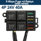 12V/24V 40A 4/5 Pin 6-Way Fuse Relay Box, 4 Relay Holder Standard ATO Fuse Block with Free Assembly for Car Motorcycle