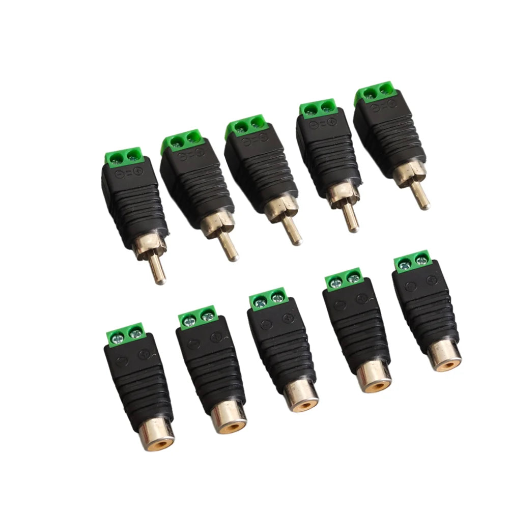 2/5/10PC DC 12V Male Female RCA BNC Connectors 5.5*2.1/2.5mm Welding-Free Power DC Plug Adapter Jack Socket For LED CCTV Camera