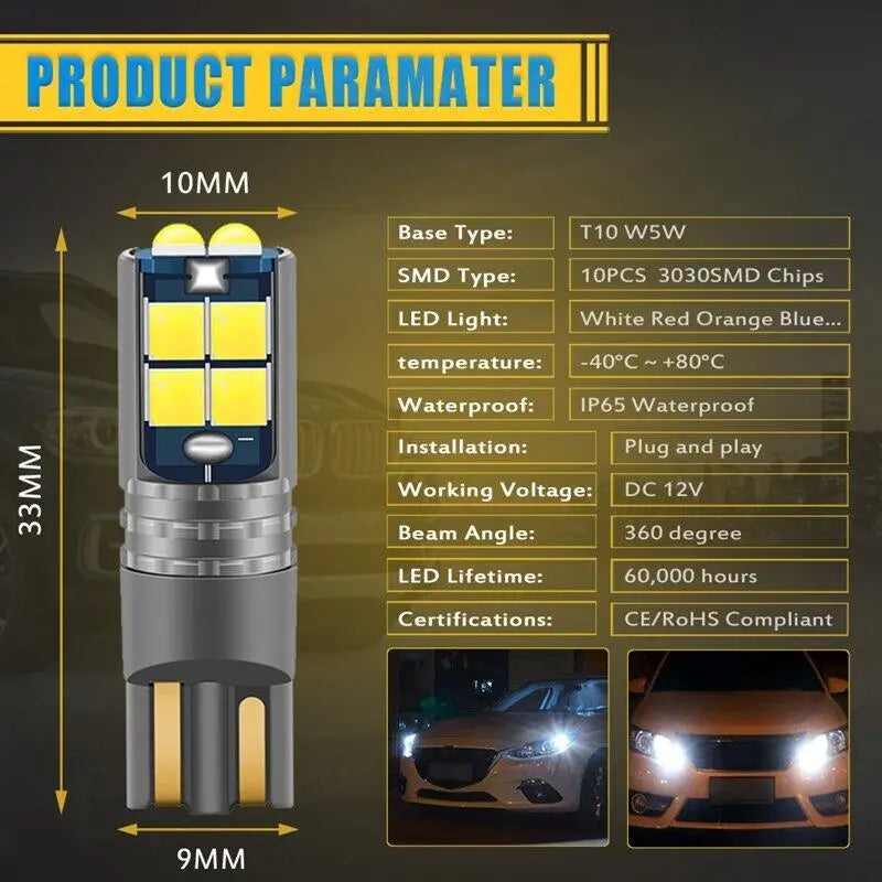 T10 Led Park Lights 12V 24V T10 for Truck Motorcycle Scooter Car T10 W5W Position Light License Plate Light DRL