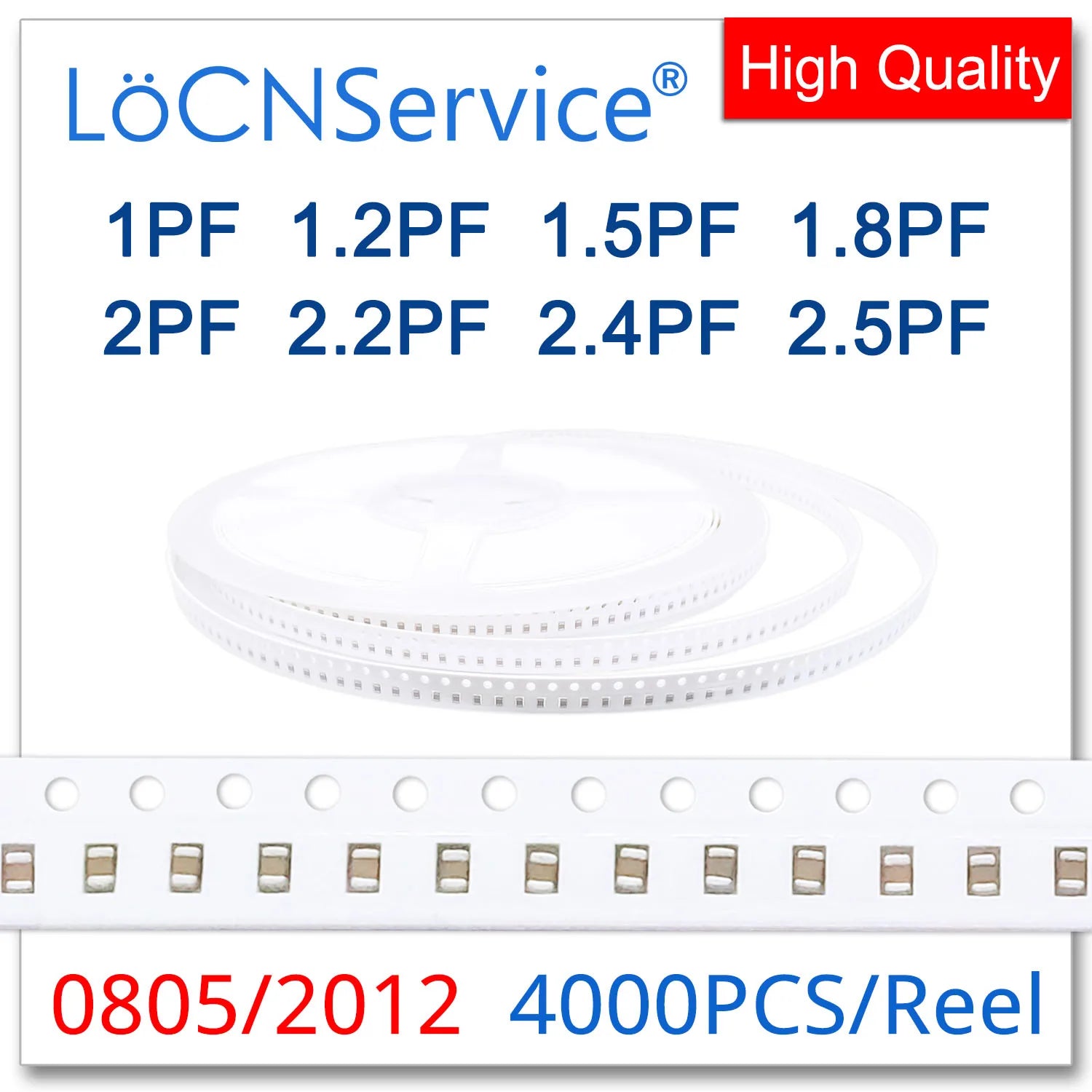 SMD Capacitors 4000PCS 0805 2012 COG/NPO RoHS 50V 0.25% 0.5% 1PF 1.2PF 1.5PF 1.8PF 2PF 2.2PF 2.4PF 2.5PF High quality