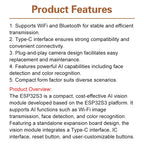 ESP32 S3 CAM WiFi BT Development Board With Visual Recognition Module Paired With OV2640 Camera Type C