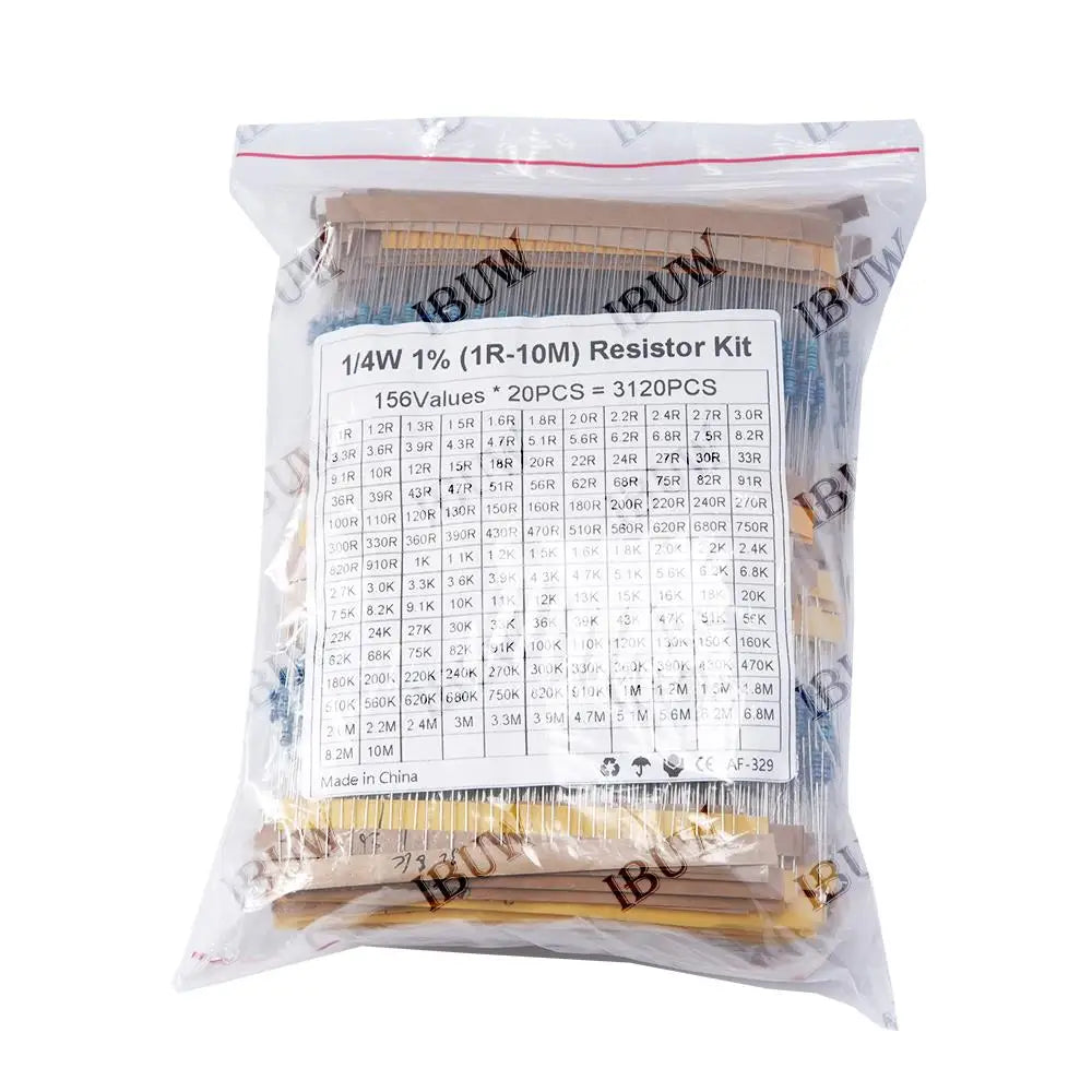 1/4W 1/2W 1W 2W 3W Resistance Set 1% Metal Film Resistor Assortment Kit 1K~820K 0.1R~750R 10K 6.8R 7.5R 47R 41R