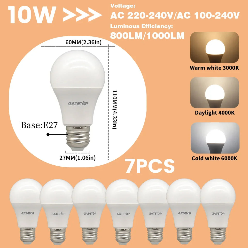 1-10Pack E27 10W LED Bulb Are Equivalent to 100W Incandescent Lamps  110V 220V Ultra-Bright 3000K 6000K For Living Room Use