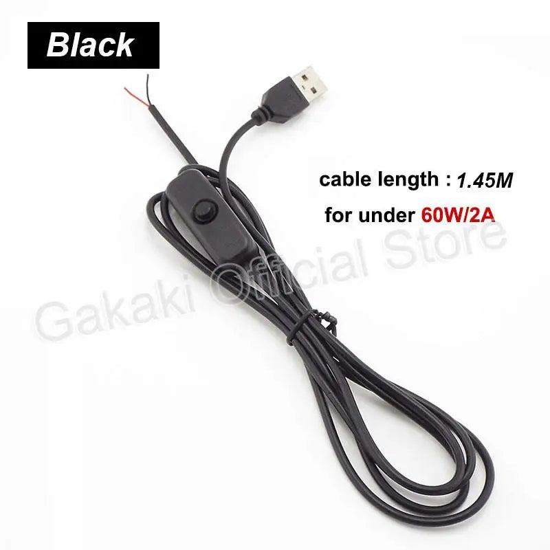 LED Strip USB Connector Cable Extension 2 Pin Power Supply Wire On/Off Switch Electrical 5V Wire For LED Lighting