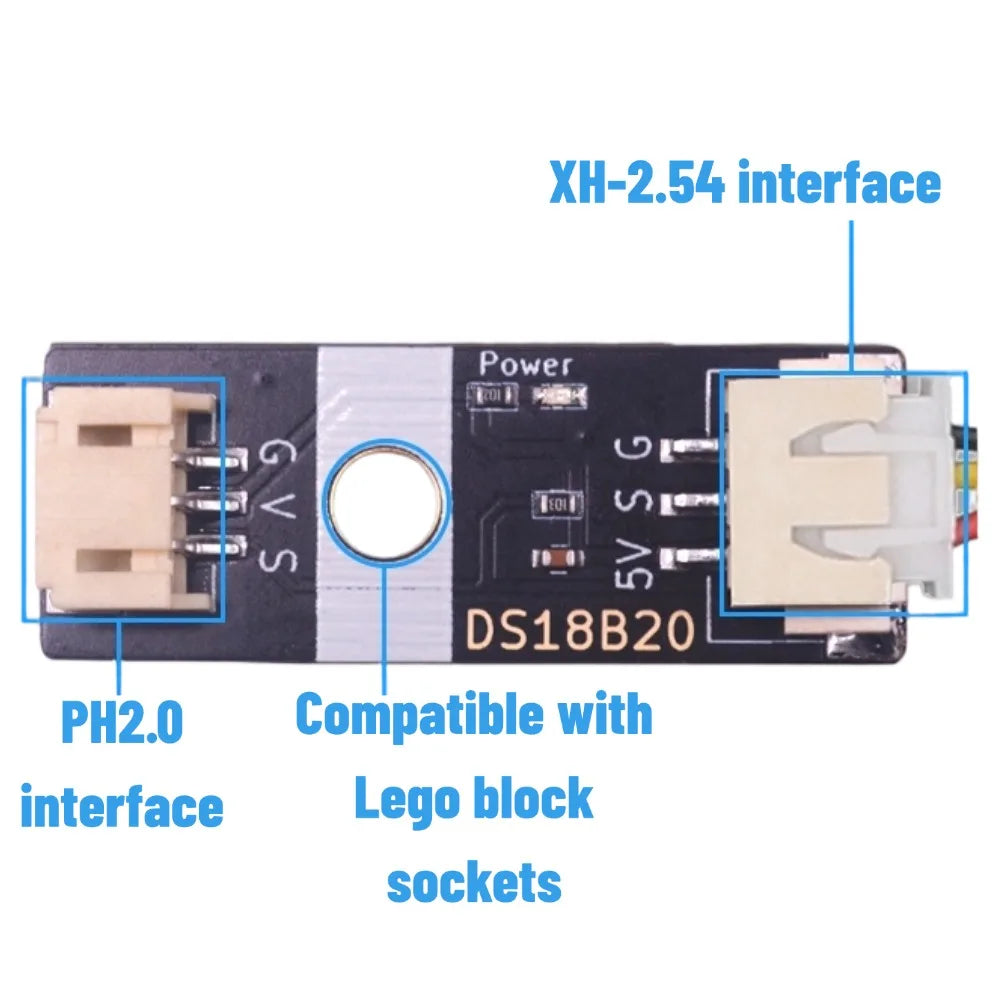 Stainless Steel Waterproof PH2.0 DS18B20 Digital Temperature Sensor Probe with 1m Cable for Arduino ESP32 Microbit Raspberry Pi