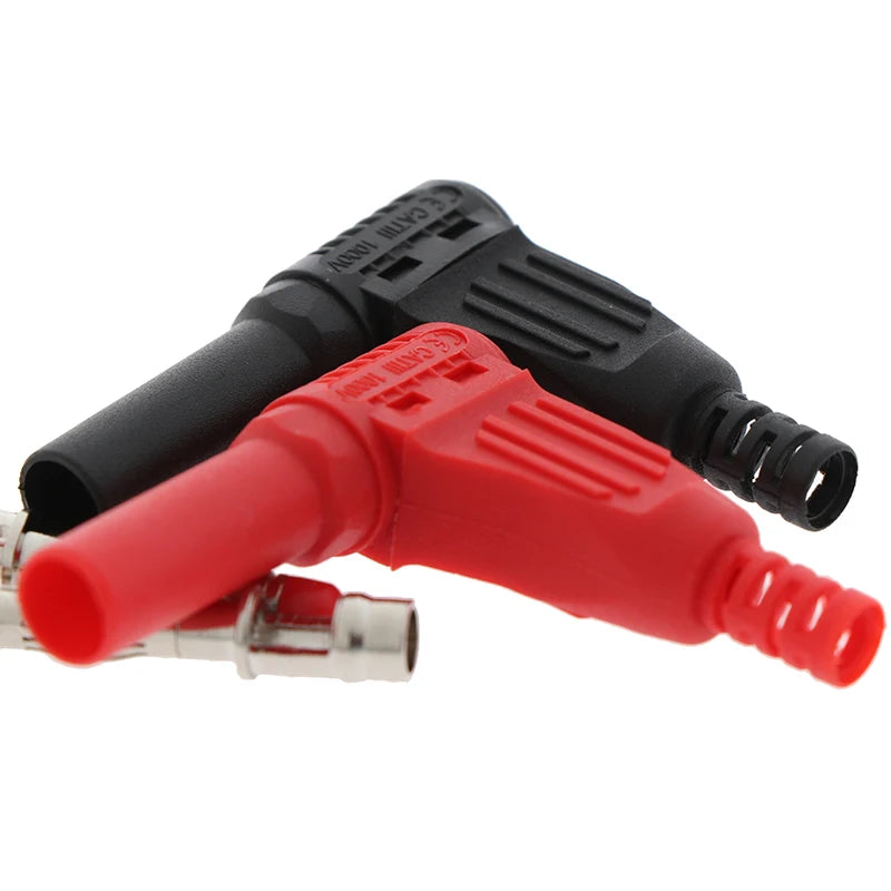 2Pcs Hot New 4mm Male Right Angle Insulation Wire Solder Type DIY Banana Plug Connectors Multimeter Test