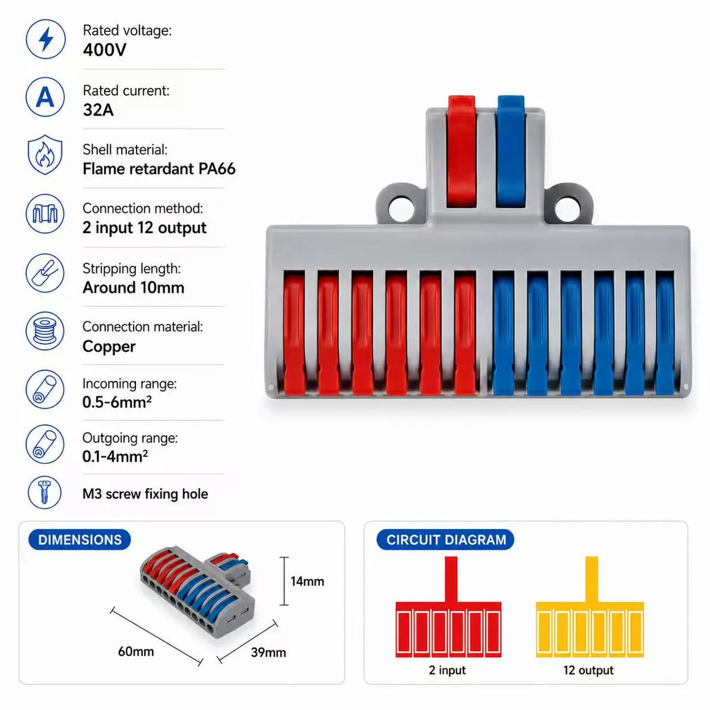 1 In Multiple Out Mini Fast Wire Connectors Universal Compact Push-in Terminal Block Cable Splitter LED Lighting Wiring 1/5/10PC