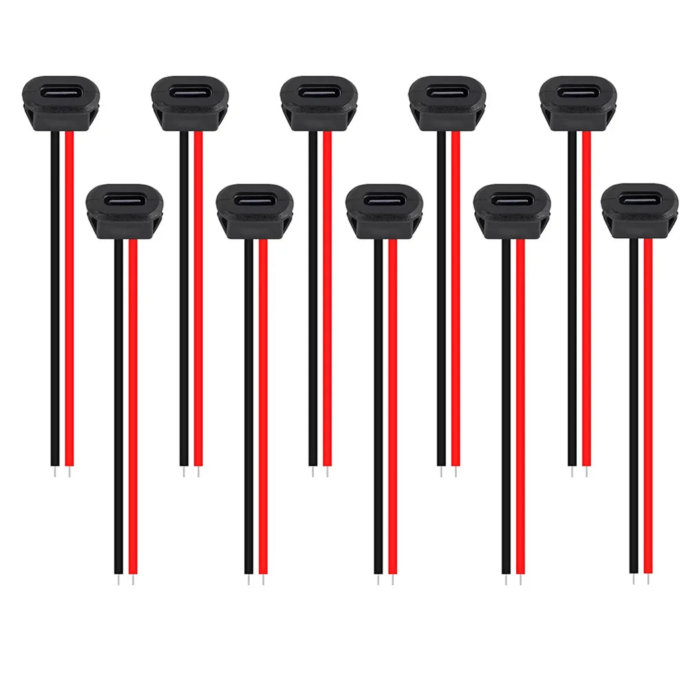 5/10PCS 2Pin USB Connector Type-C Waterproof with Female Socket Fast Charging Jack Charging Port USB-C Charger Plug Socket