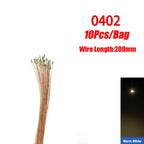 10pcs/Lot 0402 0603 SMD Lamp Wired Micro Led Pre-Soldered Micro Litz Wired Chip 20cm 3V Railway Model Scenes