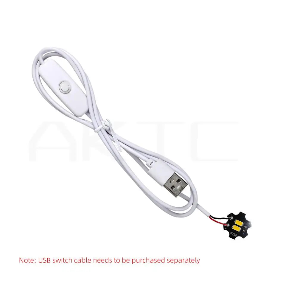 1-20 Pcs Mini LED Light Board DC 5V 1W SMD5730 3000K Warm/White 6000K 20mm Aluminum Plate Lamp Beads and USB Switch Cable On/Off