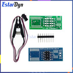 CH341 CH341A/CH341B Programmer 1.8V/3.3V/5V USB EEPROM Flash BIOS Burner for 24CXX/25CXX/93CXX with SOIC8 Test Clip & Adapter