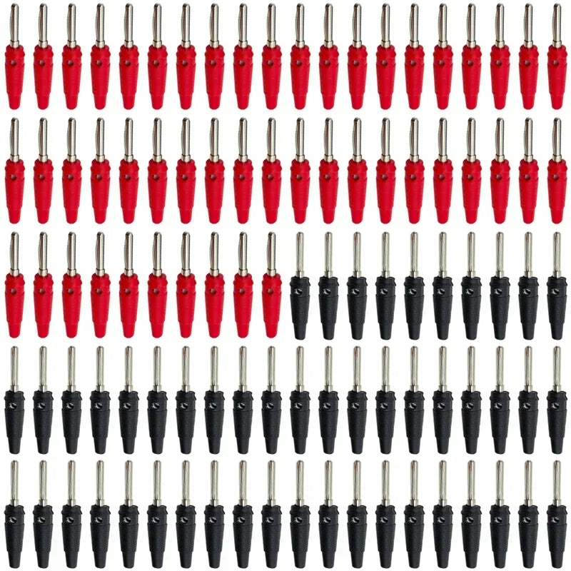 20/100Pcs 4mm Banana Plug Connectors Black And Red High Current Insulated Shrouded Stackable Connector Screw Connection