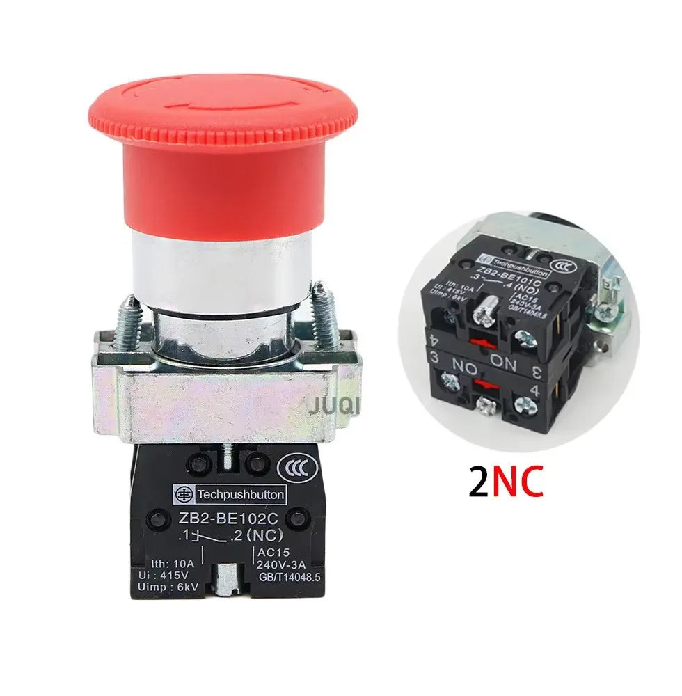 XB2-BS542 Emergency Stop Rotary Push Button Switch 1NC 2NC 1NO/1NC 2 Position Locking 22mm Mushroom Head Button