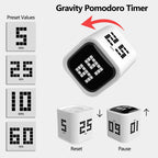 Adjustable Cube Pomodoro Timer - 5/25/10/60 Minute Countdowns, Settings - Pause, Resume, Silent, Vibrate & Sound Alarm Timer