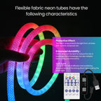 USB WS2812B WS2811 Round Reticulate Neon LED Strip DC 5V 360 Degree Addressable Bluetooth RGBIC Flexible Silicone Tape IP67 Rope