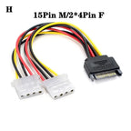 20cm Power 6Pin 8Pin 4Pin 15Pin SATA Male to 4Pin IDE Molex Female 15Pin SATA Female Power Cable Computer Cable 6Pin To 8Pin