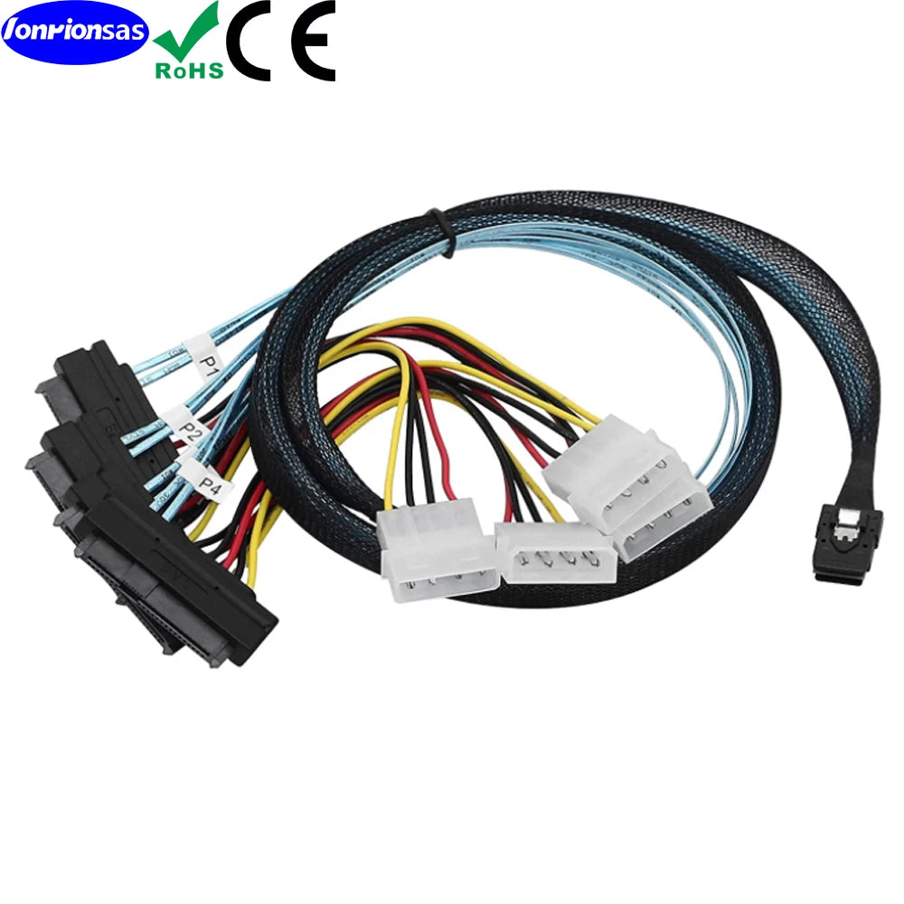 LONRIONSAS#Mini SAS SFF-8087 to SFF-8482 with 4X Molex Power Connectors for Raid Controller to Hard Drive Cable