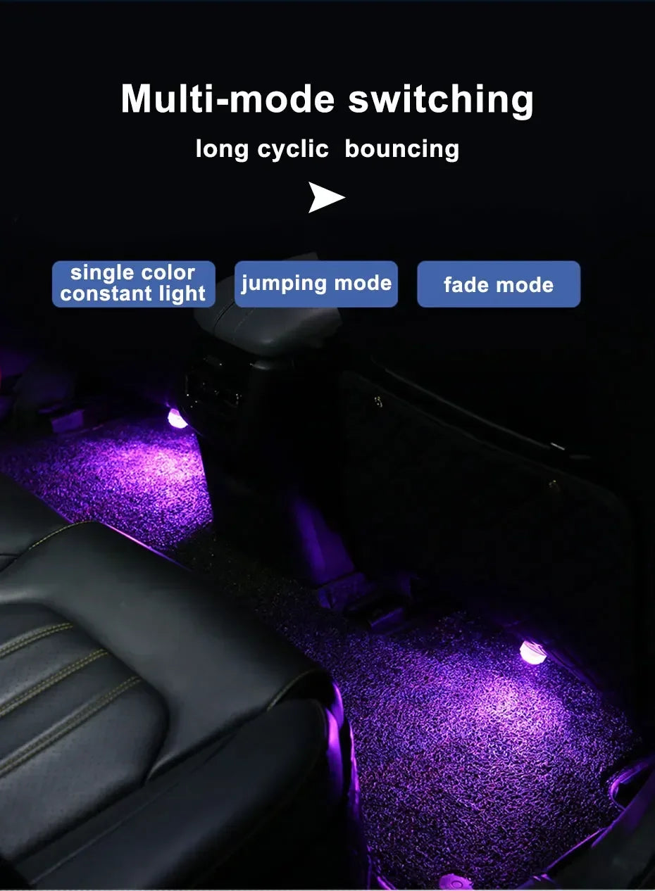 Wireless Adhesive LED Car Interior Ambient Light Remote Control Decor Auto Roof Foot Atmosphere Lamp Bicycle Tail Light
