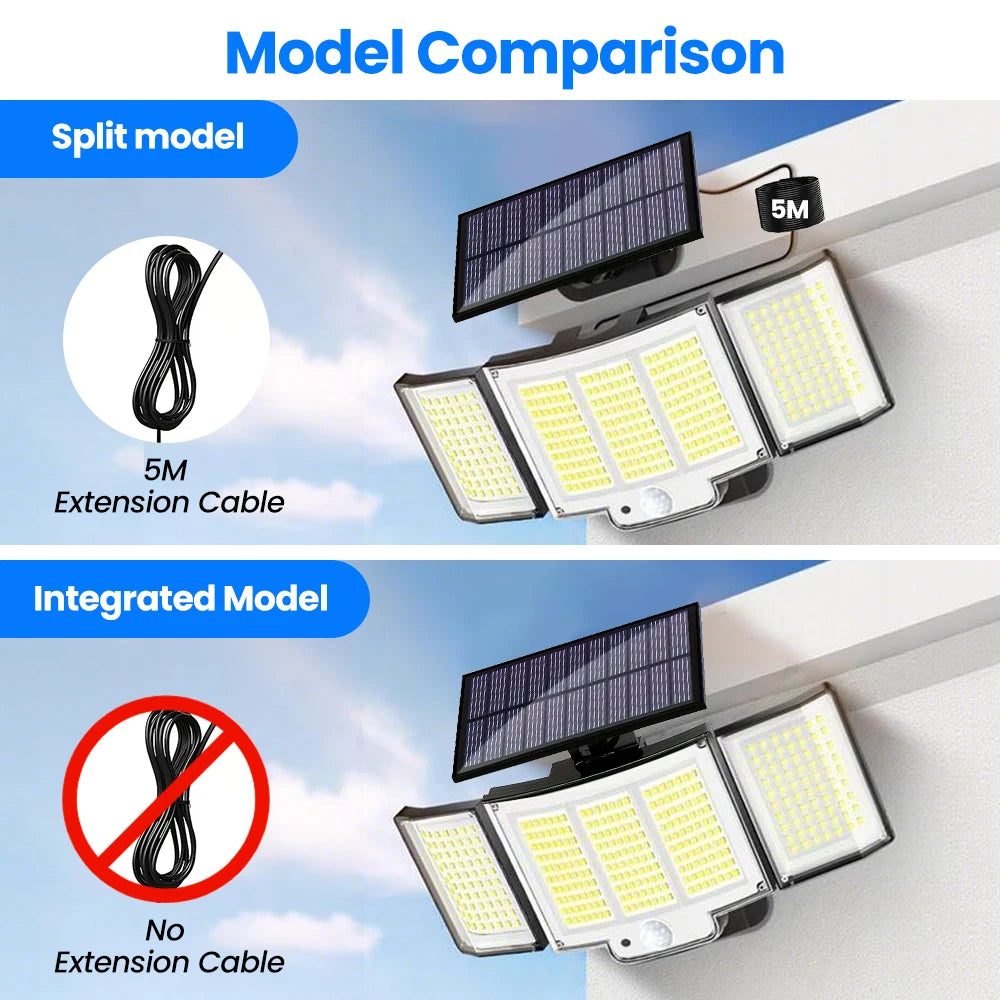 Solar Light Outdoor 328/348 LED Integrated Super Bright Motion Sensor Strong Power IP65 Waterproof 3 Working Modes Garden Wall
