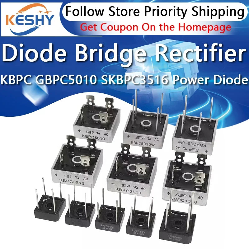 KBPC5010 Diode Bridge Rectifiers Diodes KBPC 606 610 1010 1510 2504 2508 2510 3504 3506 3510 GBPC 5010 W SKBPC3516 Power Diodes