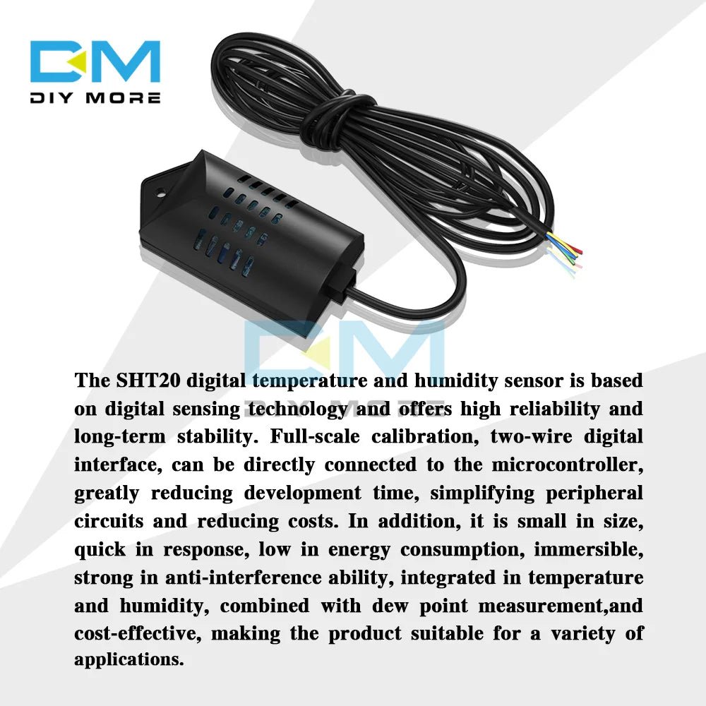 SHT20 Digital Temperature Humidity Sensor Module with Case 1M Extension Cable 0-100%RH -40 -125 C Replacement AM2320 DHT11 DHT22