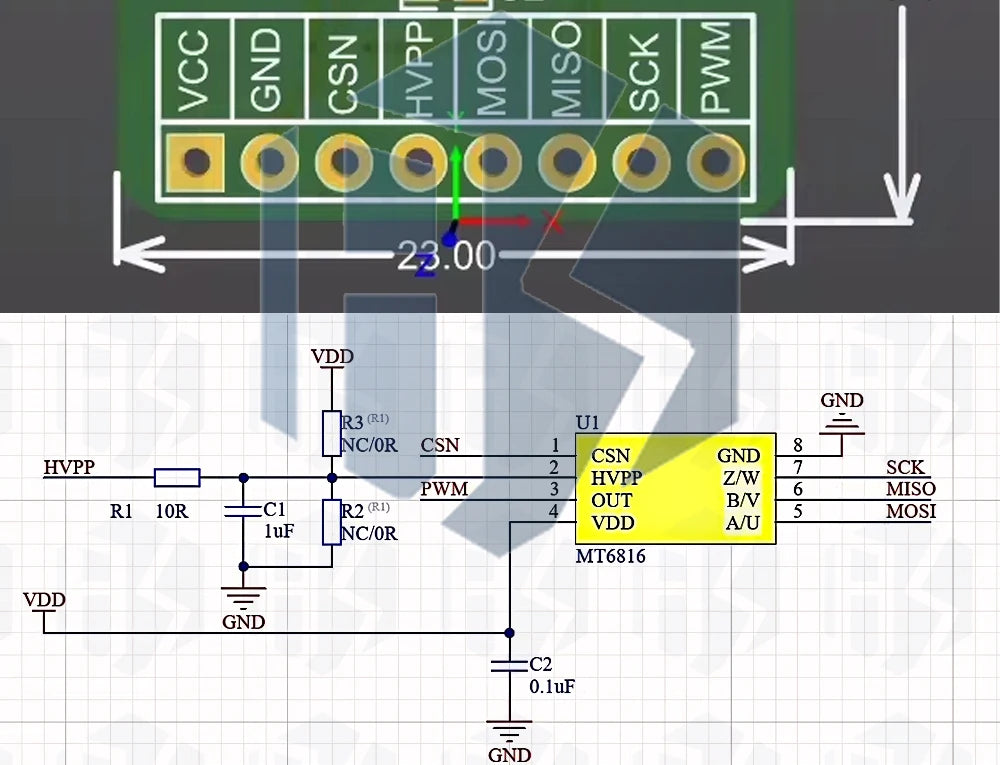 MT6816 High-Speed and High-Precision Magnetic Encoder Magnetic Induction Angle Measurement Sensor Module