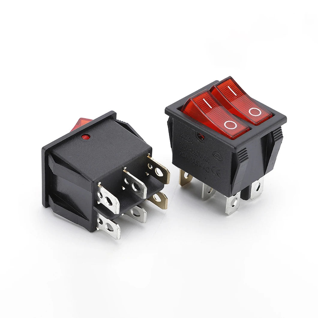 ABILKEEN 100PCS/Lot KCD2-2101N KCD2 Rocker Toggle Switch ON-OFF Latching Rocker Switch Dual Port Push Button AC250V 15A