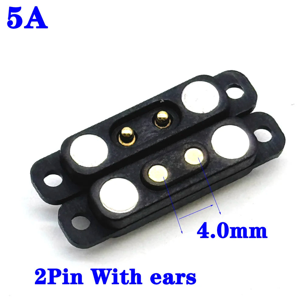 1sets DC 36V 5A Waterproof Magnetic Pogo Pin Connector 5Pin With Ears Pogopin Male Female Spring Loaded DC Power Socket
