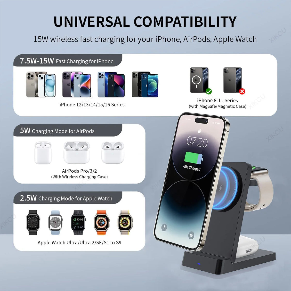 Magnetic Fast Wireless Charger Station For Magsafe iPhone 16 15 14 13 12 Pro Max Desktop Foldable Smartphone Charging Stand Dock