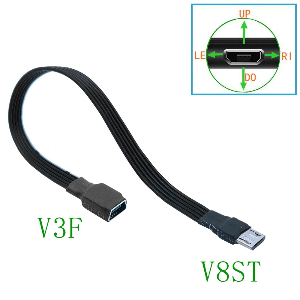 0.1M0.2M0.5M1M mini USB female to micro revolving connector, dash cam adapter cable, T-shaped port to Android navigation extensi