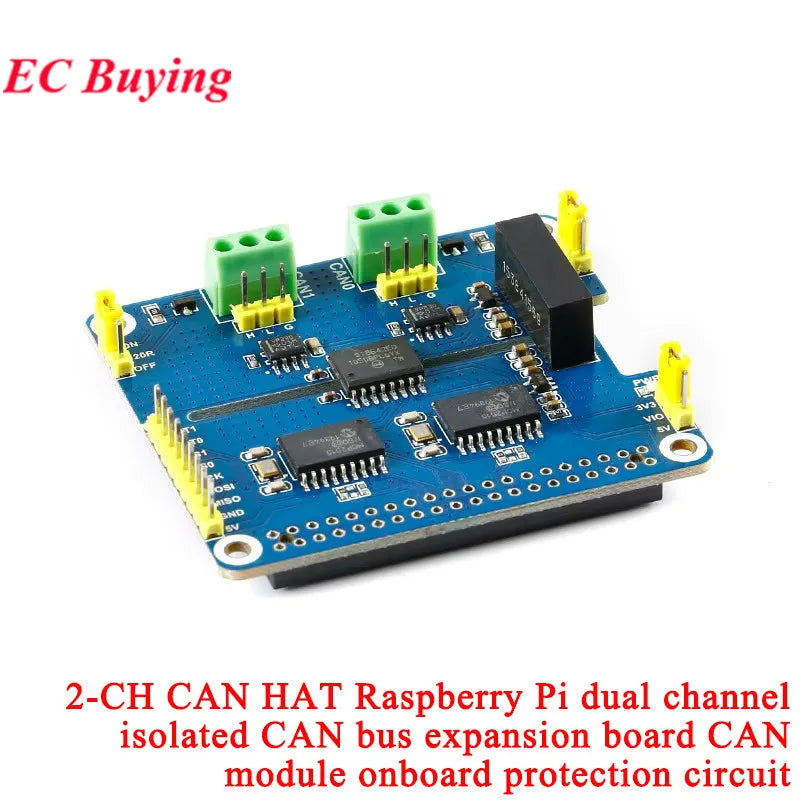 2 Channel Isolated CAN Expansion HAT MCP2515 SN65HVD230 Multi Onboard Protection Circuit for Raspberry Pi STM32 RS485 CAN HAT