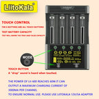 LiitoKala Lii-600 4 Bay LCD Smart Charger 3A Fast Charging 18650 21700 26650 26700 Li-ion NiMH AA AAA C Capacity Tester