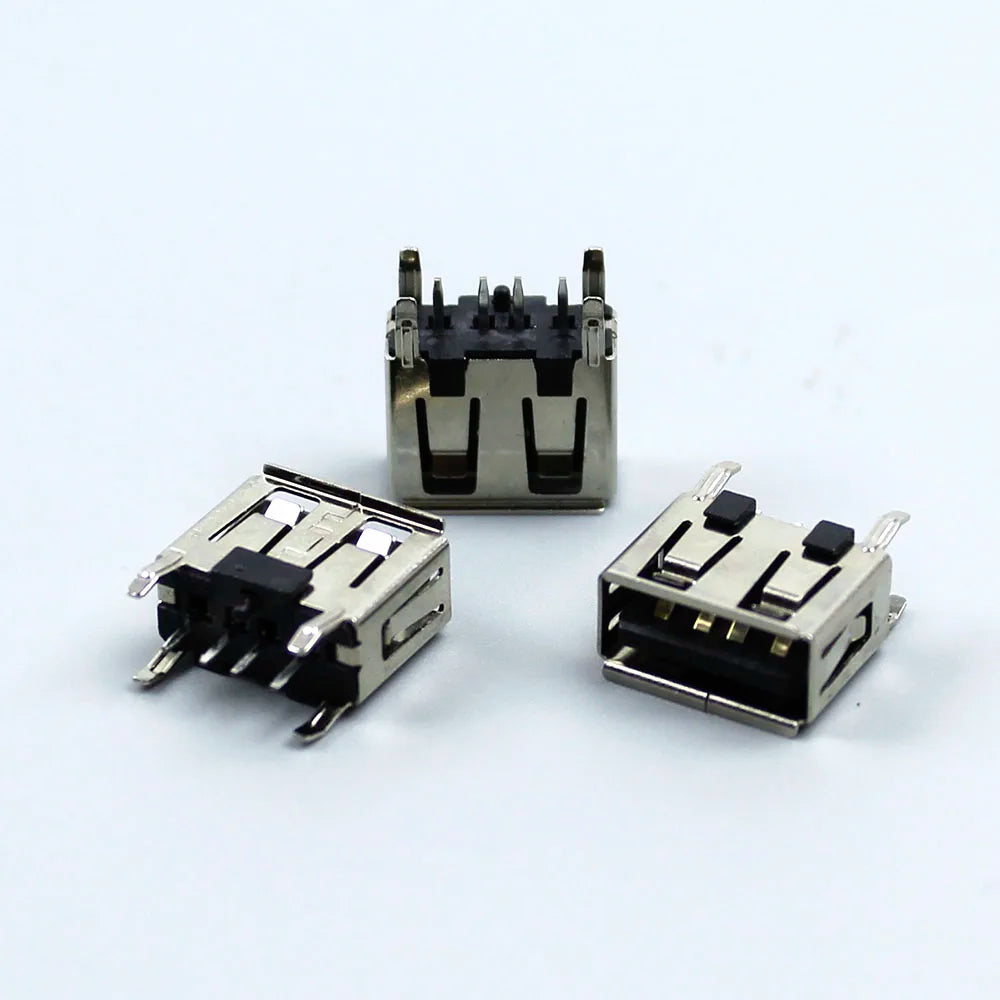 1-10PCS NEW A Type Flat Angle 180 Degree Female USB PCB Connector Socket USB Jack Plug