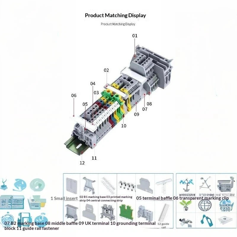 【CCA】10Pcs UK 2.5 Terminal Block UK2.5B Screw Connection Connect Strip 2.5B 2.5mm² Cable Electrical Din Rail Wire Connectors