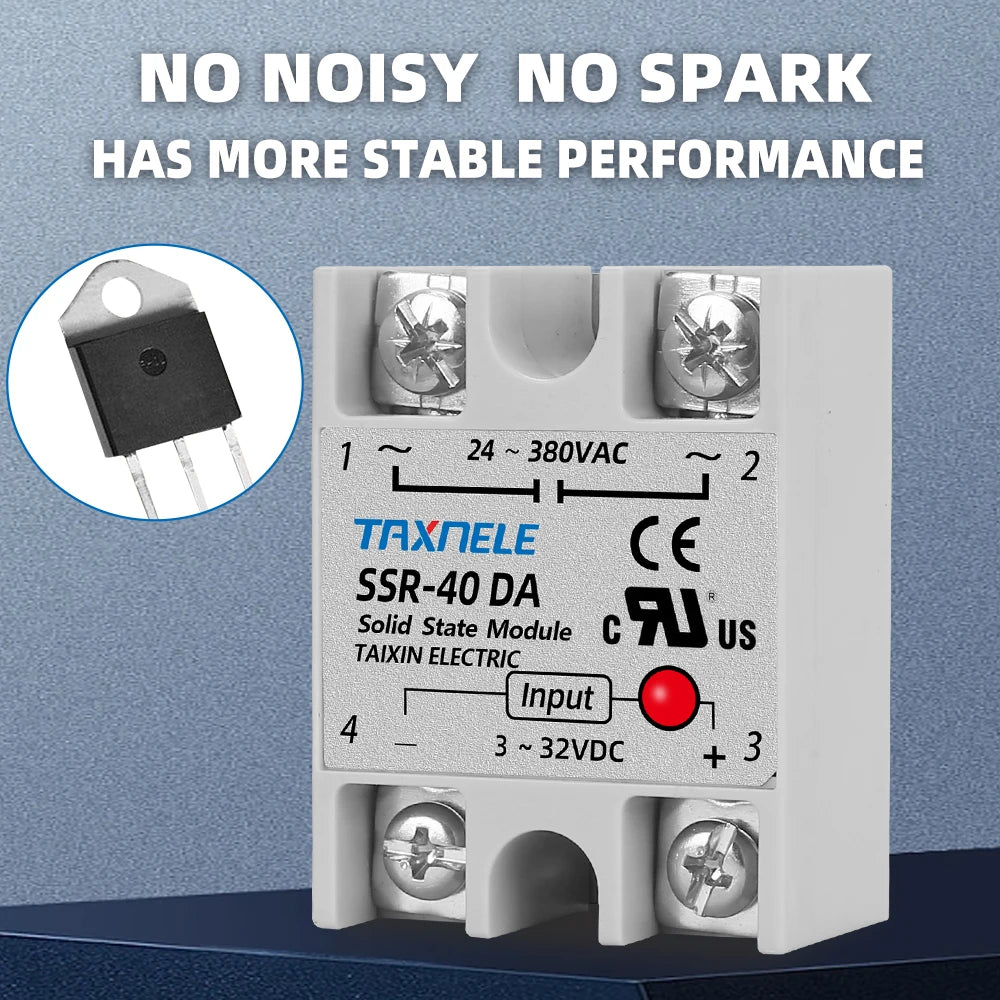 Single Phase Solid State Relay SSR-40DA SSR-25DA SSR-10DA DC To AC 3-32VDC Input 24-380VAC Output Solid State Relay