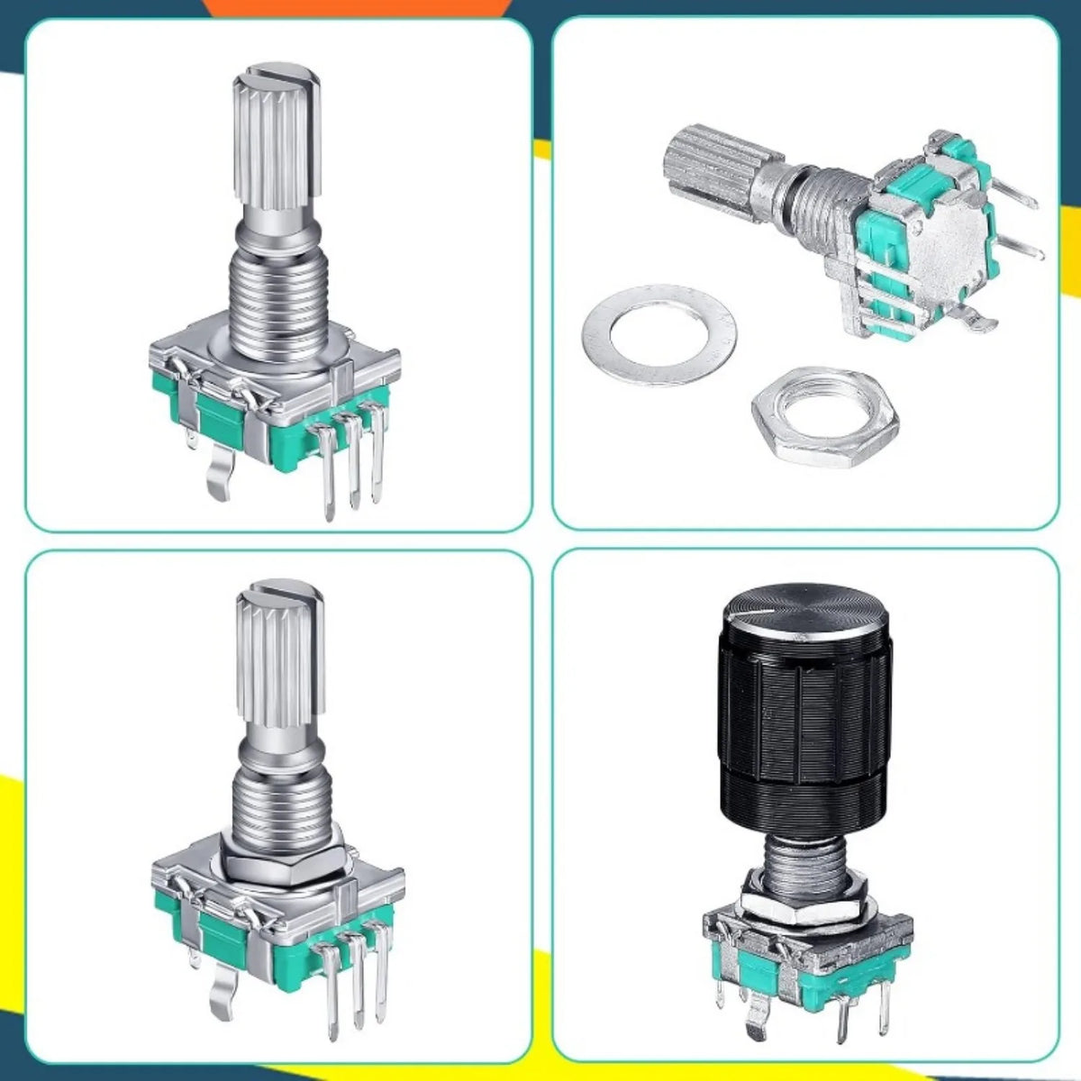5/10Sets EC11 360 Degree Rotary Encoder Code Switch Digital Potentiometer 5 Pins Handle Length 20mm with Push Button,Knob Cap