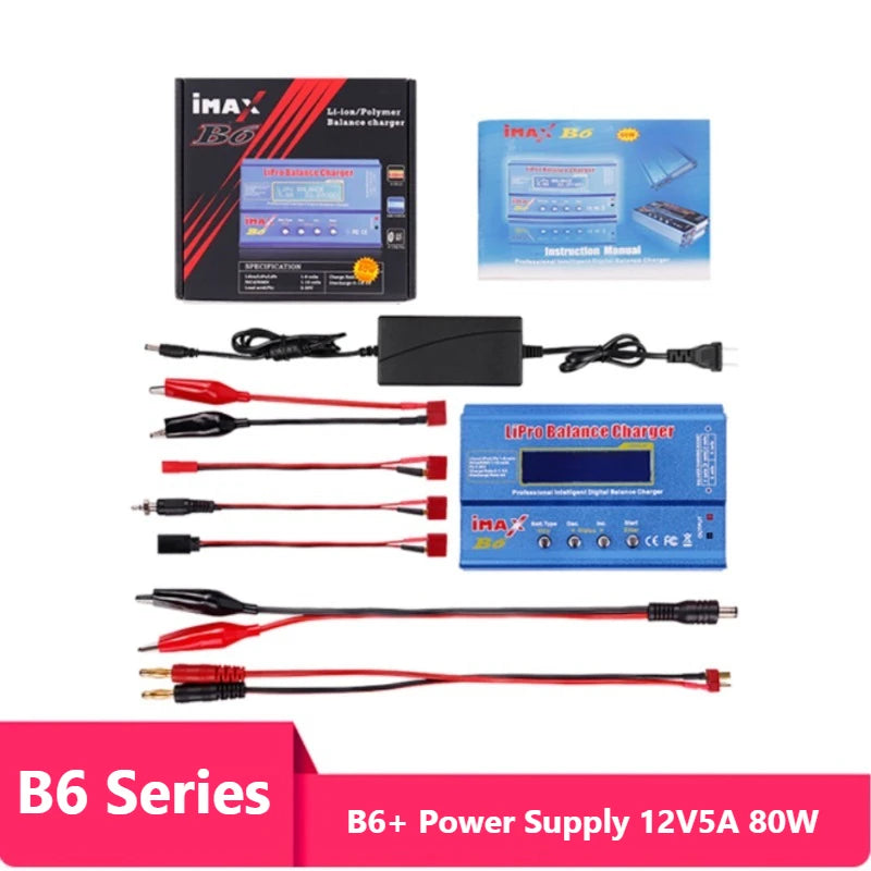 Digital Imax B6 80W Lipo Battery Balance Charger with T /XT60 /Tamiya /Mini Tamiya for 2S 3S 4S 5S 6S RC Lipo Car Boat Toy