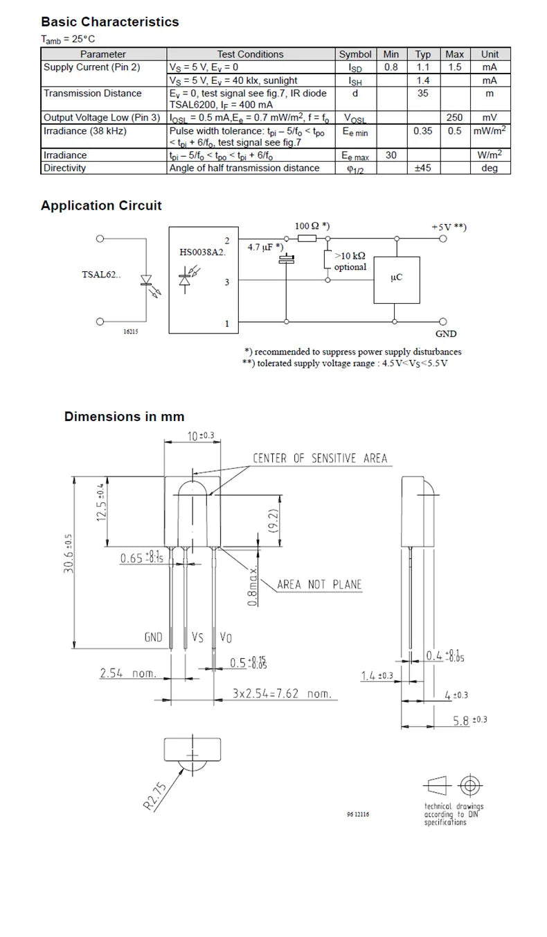 10PCS/Lot Universal IR Infrared Receiver DIP LED VS1838B 1838 VS838 VS1738 HS0038BD HS0038 CHQ0038K Remote Receiver Tube